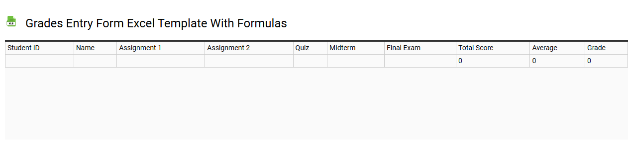 Grades entry form Excel template with formulas
