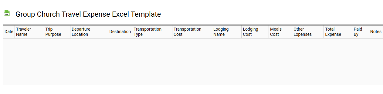 Group church travel expense Excel template