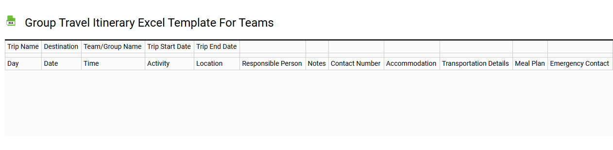 Group travel itinerary Excel template for teams