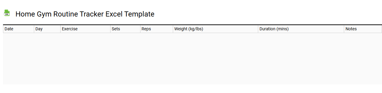 Home gym routine tracker Excel template