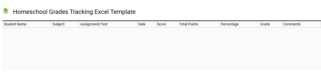 Homeschool grades tracking Excel template