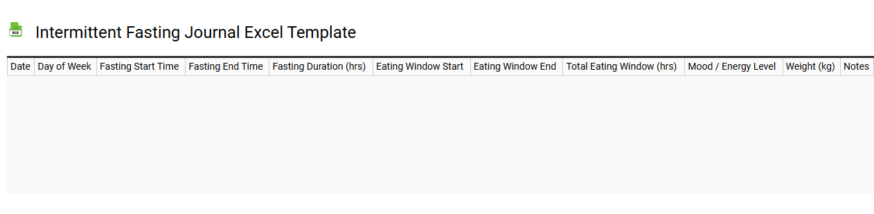 Intermittent fasting journal Excel template