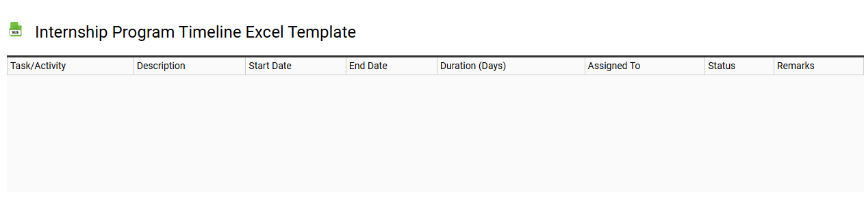 Internship program timeline Excel template