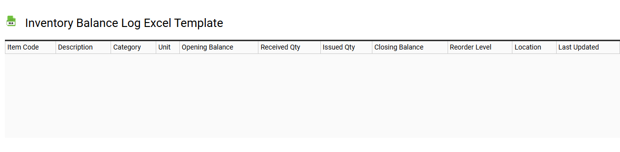 Inventory balance log Excel template