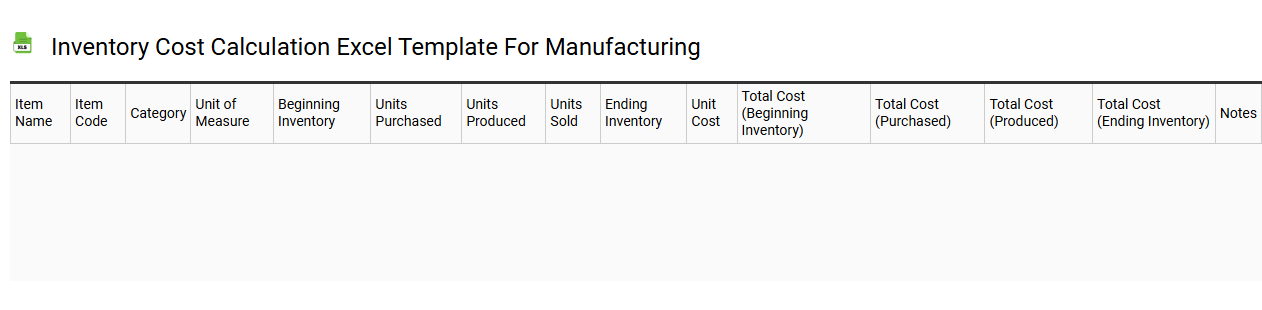 Inventory cost calculation Excel template for manufacturing