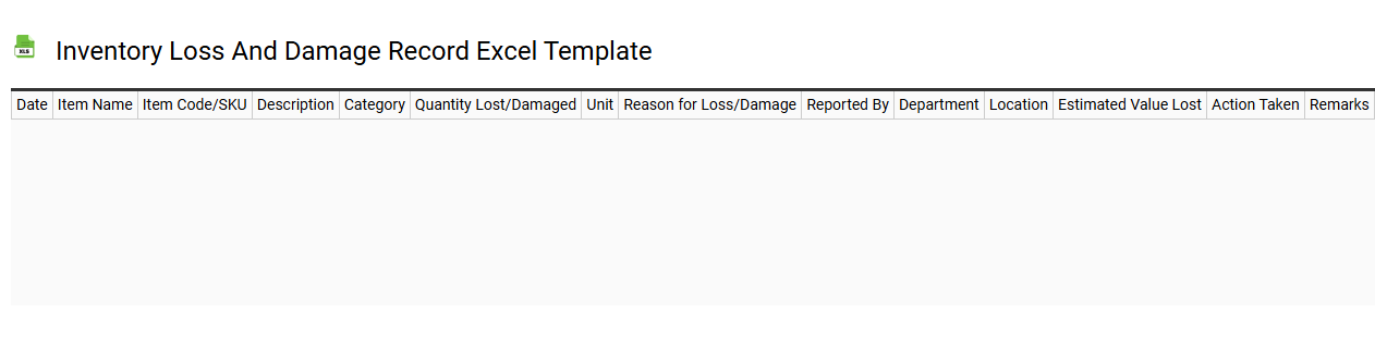 Inventory loss and damage record Excel template