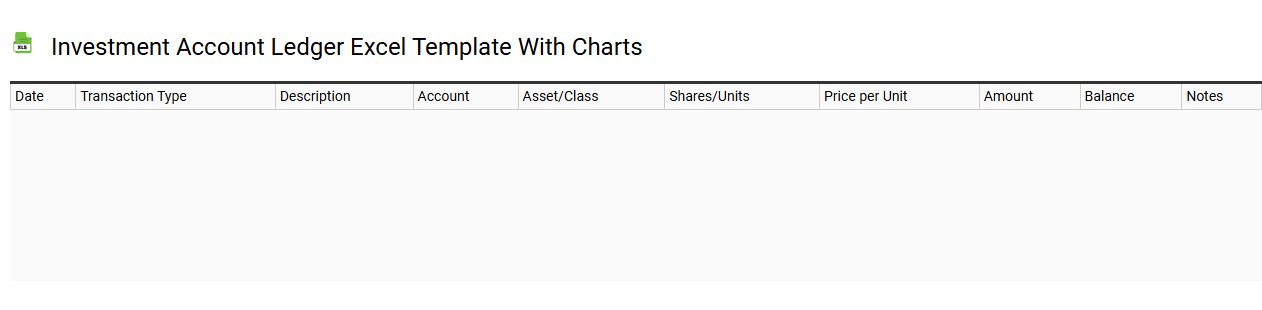 Investment account ledger Excel template with charts