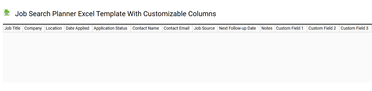 Job search planner Excel template with customizable columns