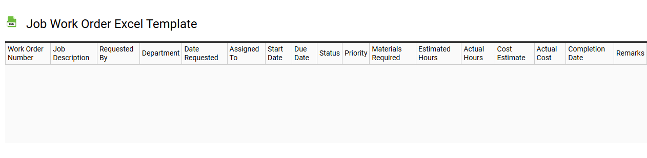 Job work order Excel template