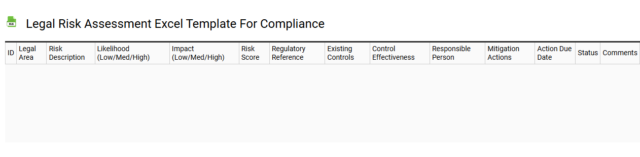 Legal risk assessment Excel template for compliance