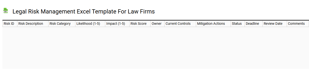 Legal risk management Excel template for law firms