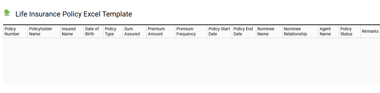 Life insurance policy Excel template