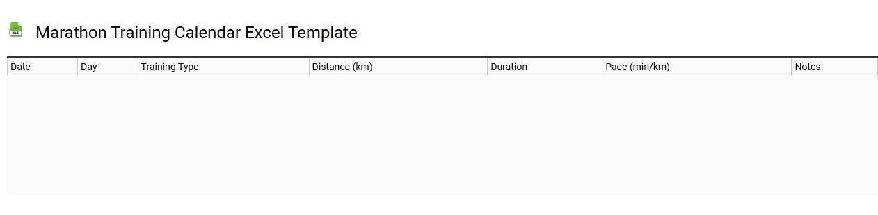 Marathon training calendar Excel template