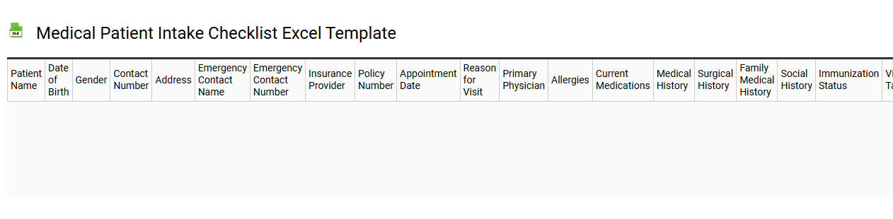 Medical patient intake checklist Excel template
