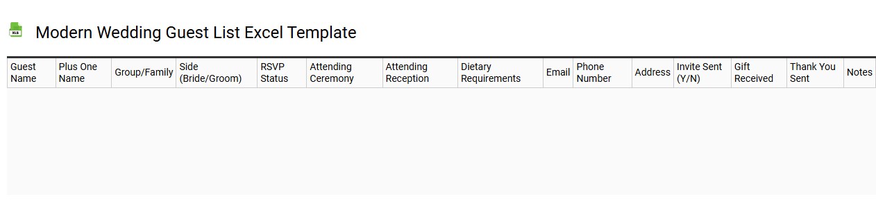Modern wedding guest list Excel template