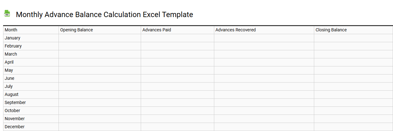 Monthly advance balance calculation Excel template