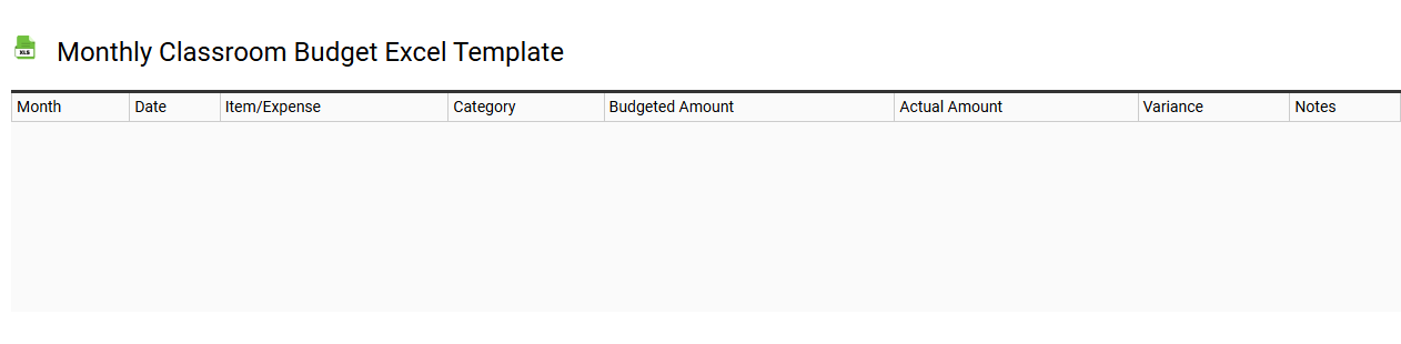 Monthly classroom budget Excel template