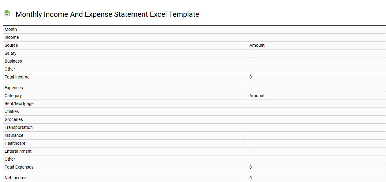 Monthly income and expense statement Excel template
