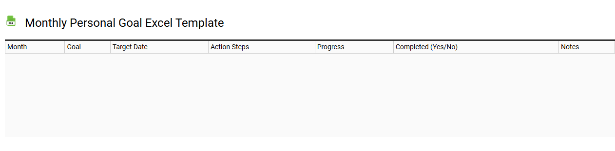 Monthly personal goal Excel template