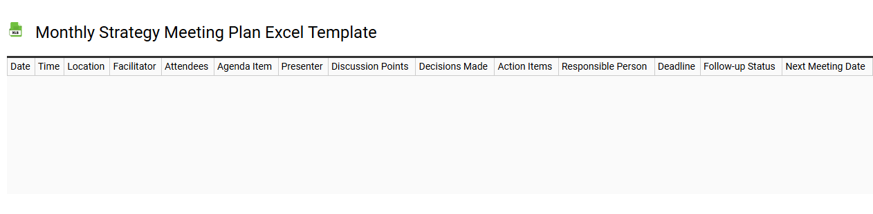 Monthly strategy meeting plan Excel template