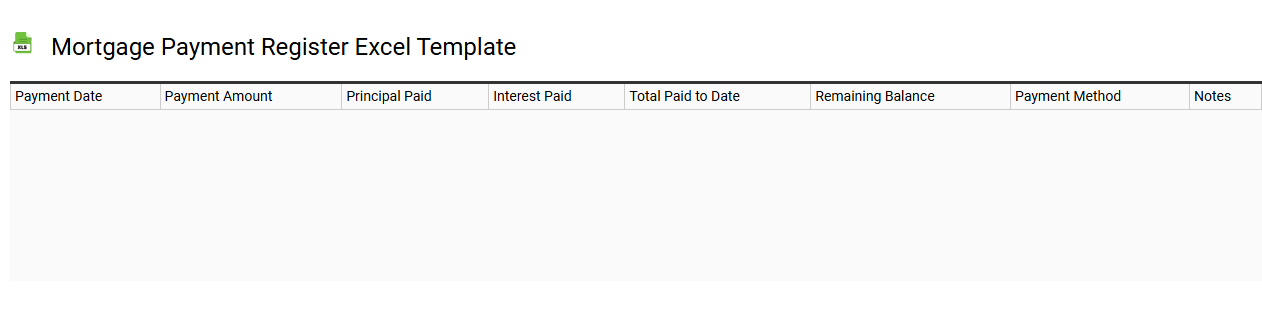 Mortgage payment register Excel template