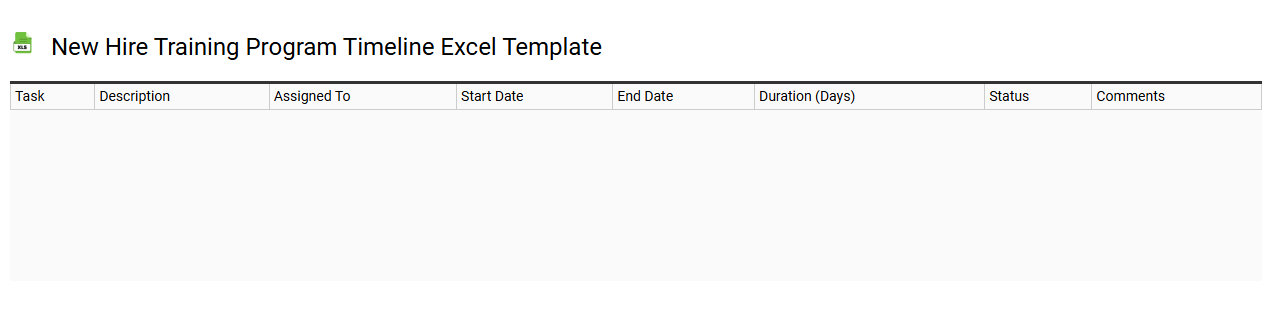 New hire training program timeline Excel template