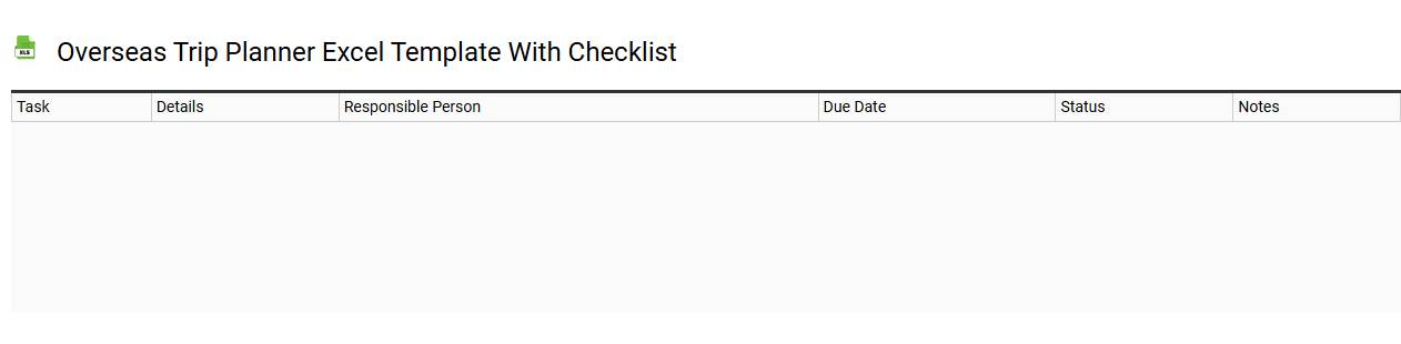 Overseas trip planner Excel template with checklist