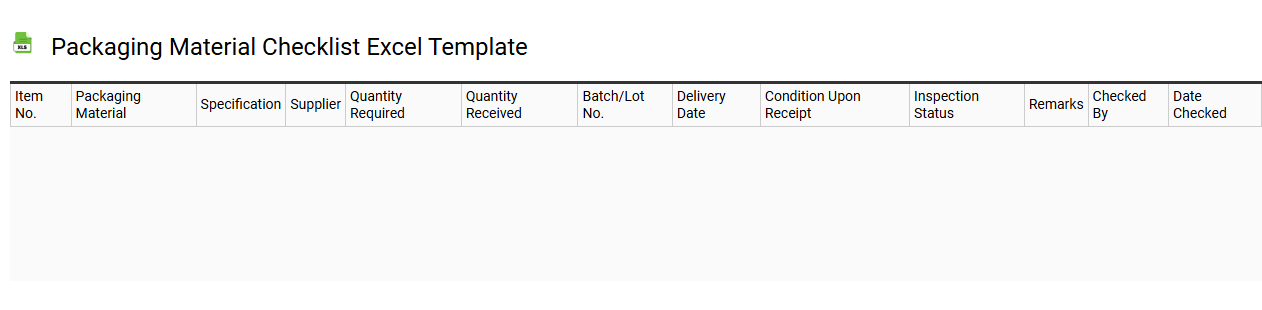 Packaging material checklist Excel template