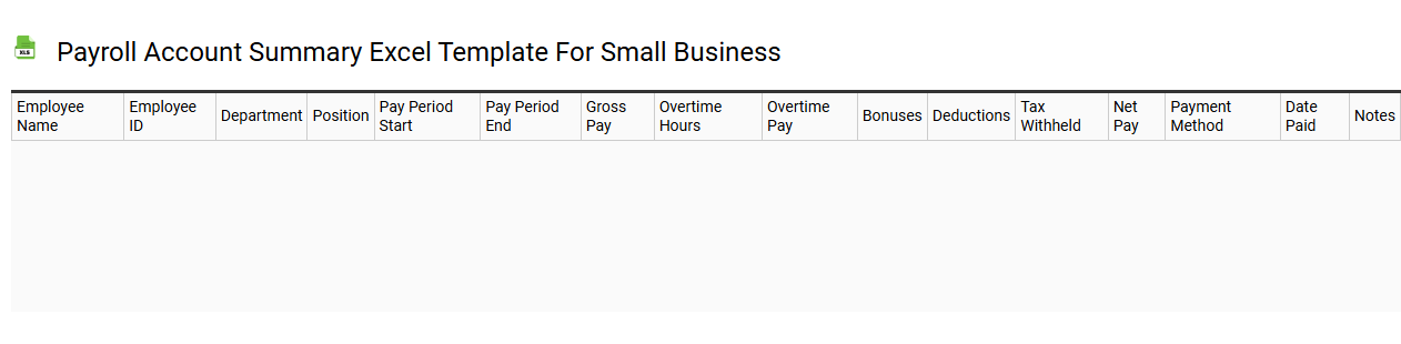 Payroll account summary Excel template for small business