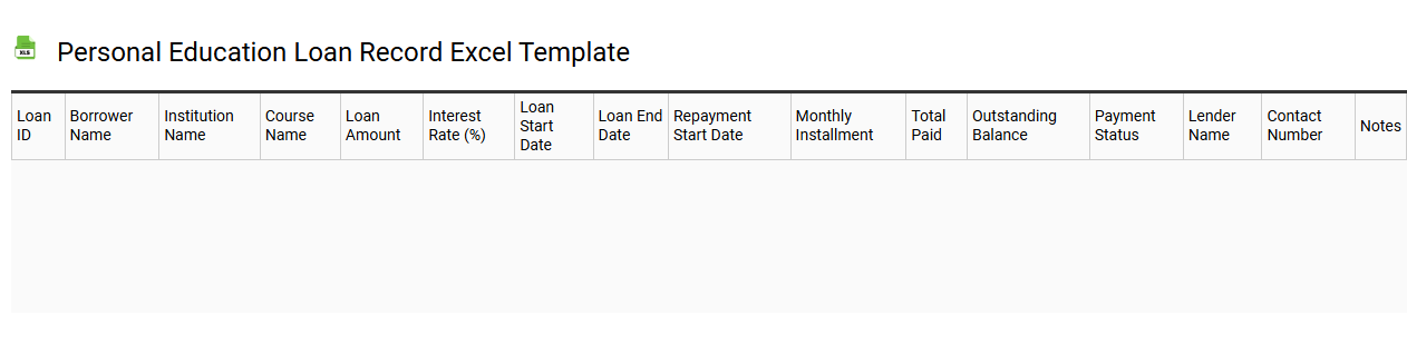 Personal education loan record Excel template