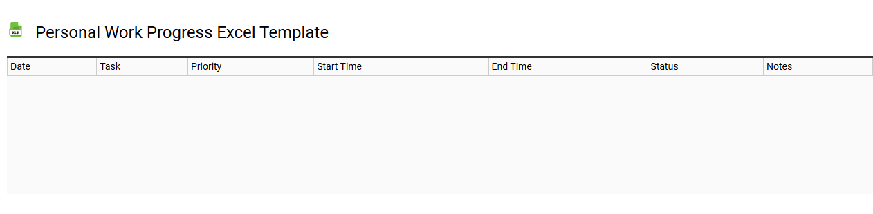 Personal work progress Excel template