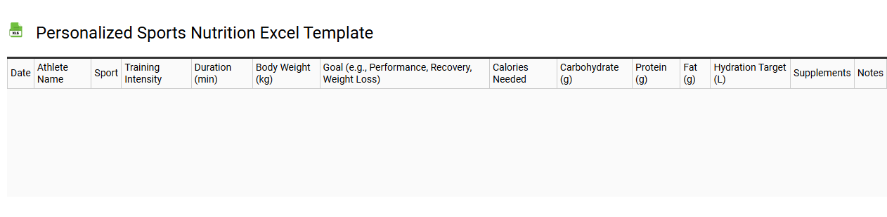 Personalized sports nutrition Excel template