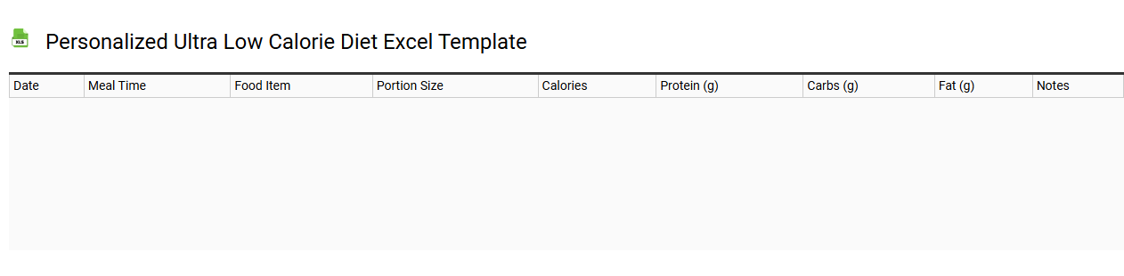 Personalized ultra low calorie diet Excel template