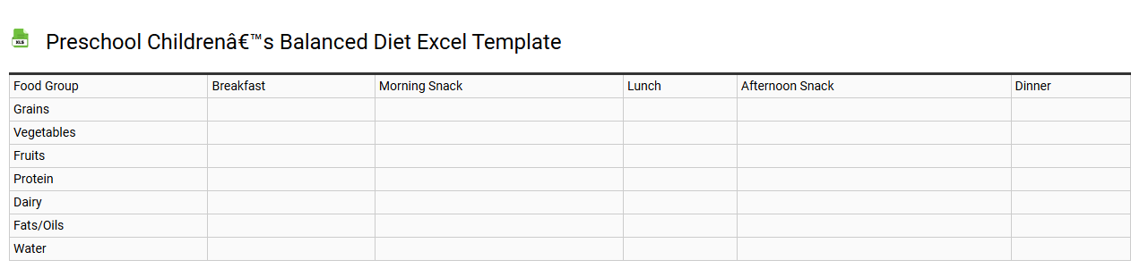 Preschool children’s balanced diet Excel template