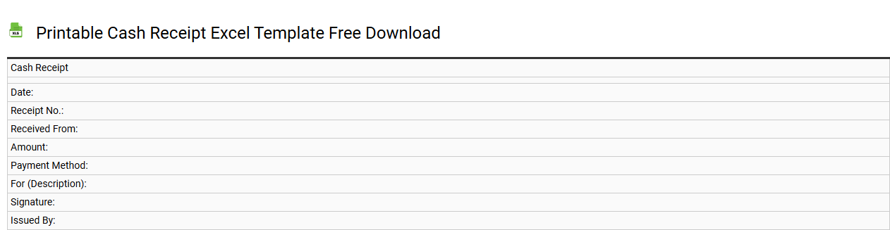Printable cash receipt Excel template free download