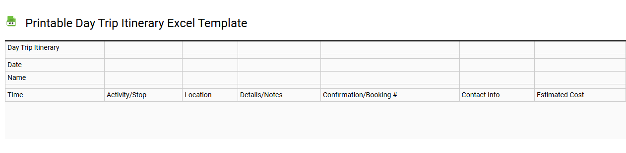 Printable day trip itinerary Excel template