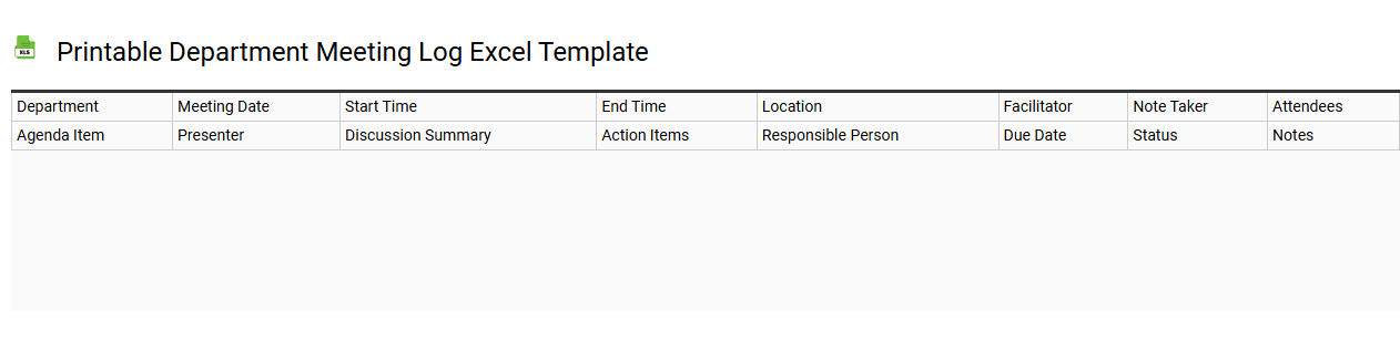 Printable department meeting log Excel template
