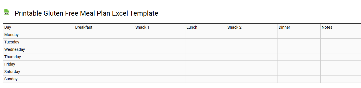Printable gluten free meal plan Excel template