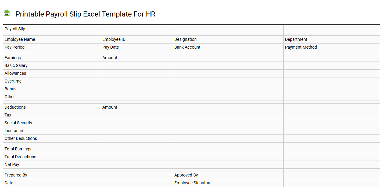 Printable payroll slip Excel template for HR