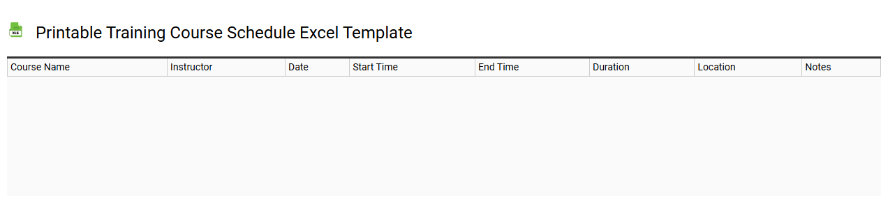 Printable training course schedule Excel template