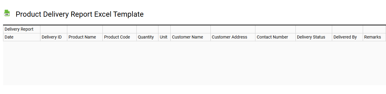 Product delivery report Excel template