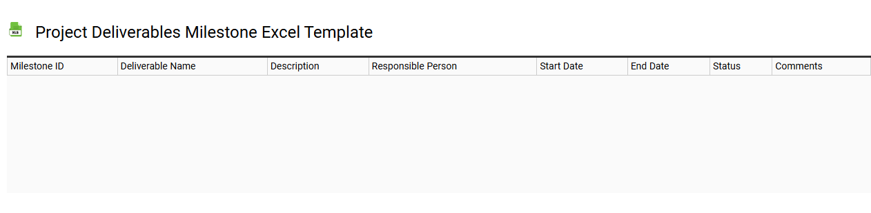 Project deliverables milestone Excel template