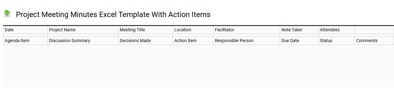 Project meeting minutes Excel template with action items