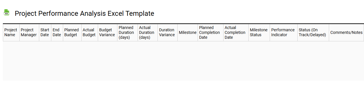Project performance analysis Excel template