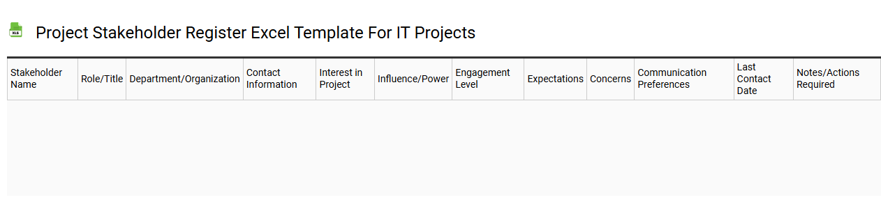 Project stakeholder register Excel template for IT projects