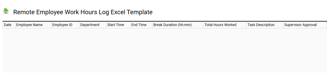Remote employee work hours log Excel template