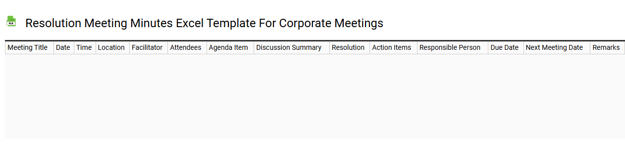 Resolution meeting minutes Excel template for corporate meetings