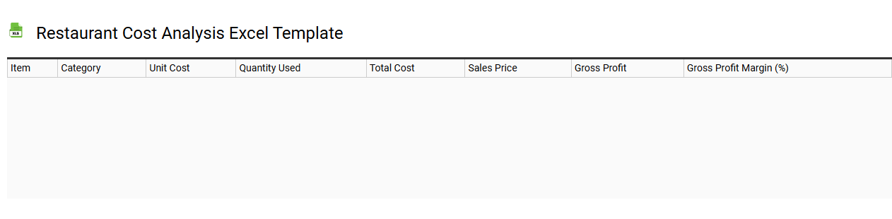 Restaurant cost analysis Excel template