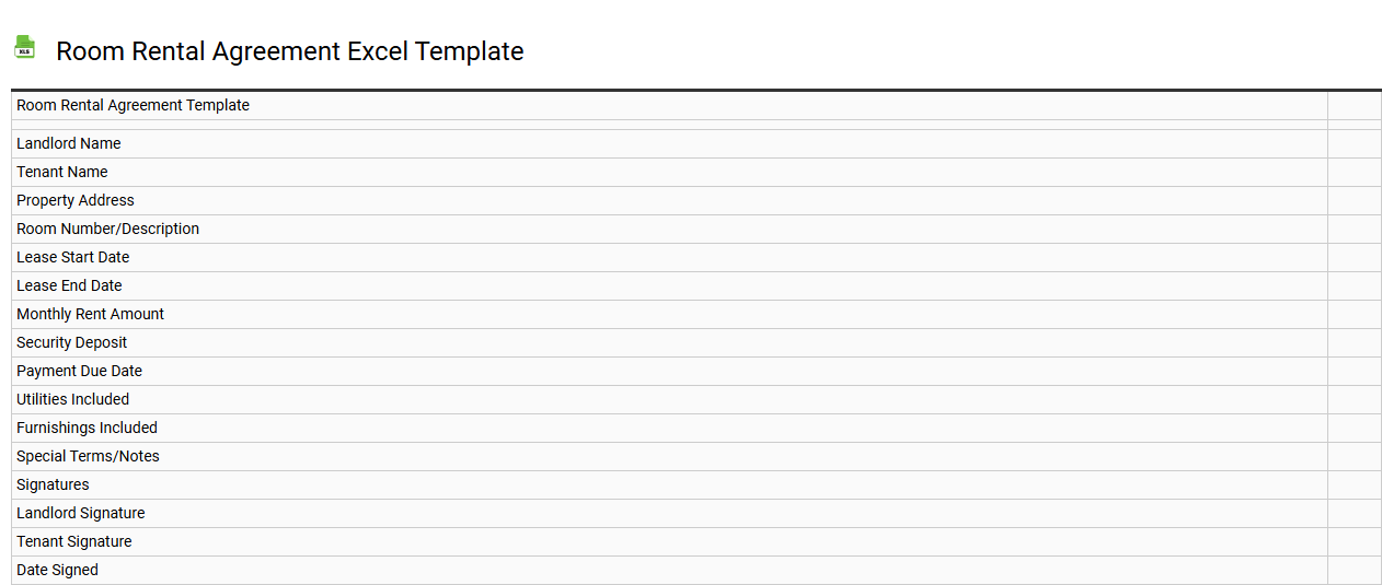 Room rental agreement Excel template