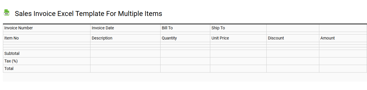Sales invoice Excel template for multiple items